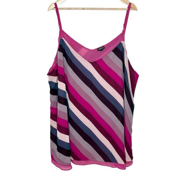 Torrid Diagonal Striped Chiffon Tank Top Womens 5X Colorful Sleeveless Pink - Picture 1 of 5